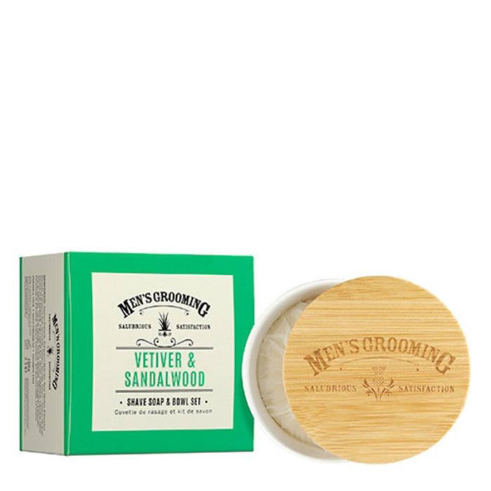 gorgeous Scottish Fine Soaps Men's Grooming Vetiver & Sandalwood Shave Soap & Bowl 100g