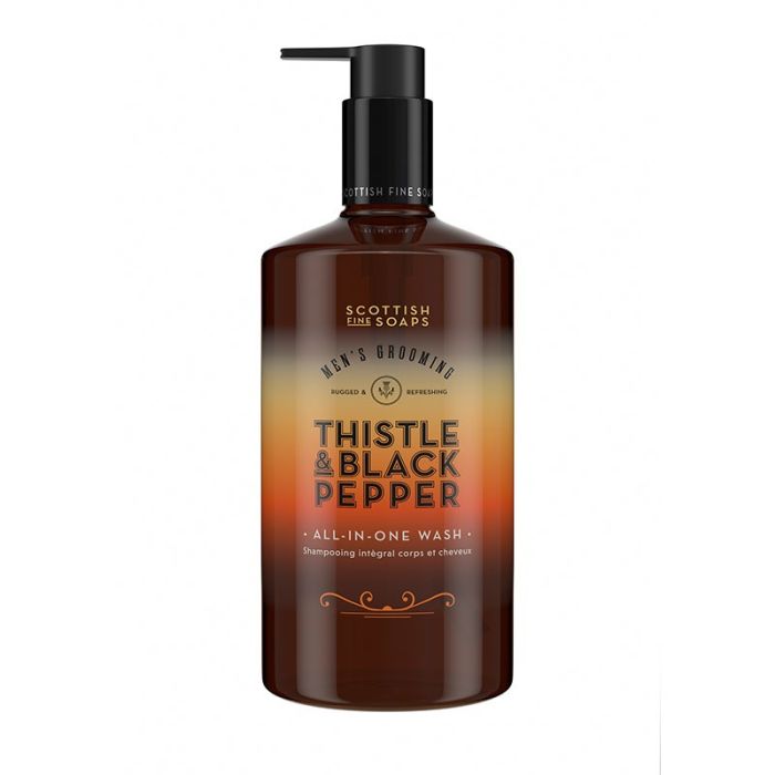 gorgeous Scottish Fine Soaps Thistle & Black Pepper All In One Wash 500ml Pump Bottle