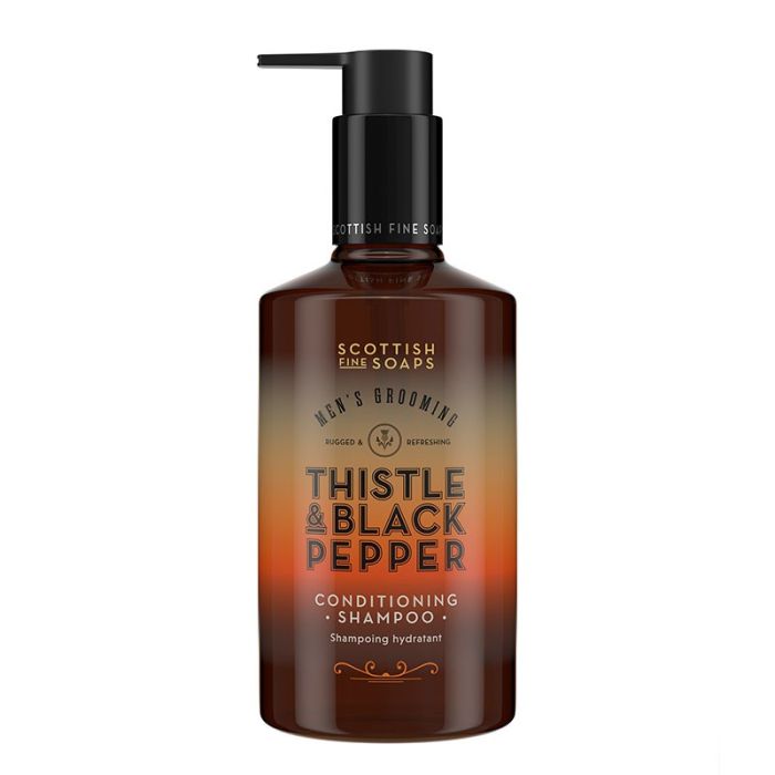 gorgeous Scottish Fine Soaps Thistle & Black Pepper Conditioning Shampoo 300ml Pump Bottle