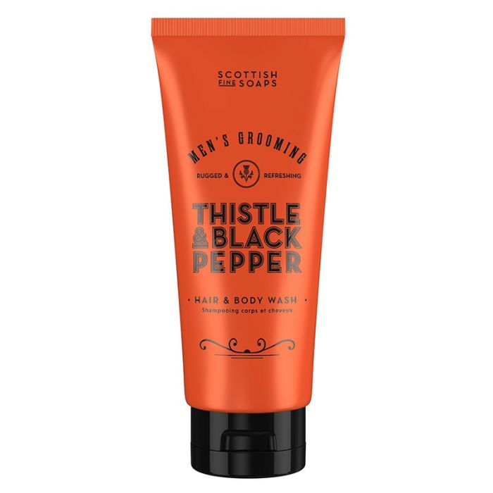 gorgeous Scottish Fine Soaps Thistle & Black Pepper Hair & Body Wash 200ml Tube