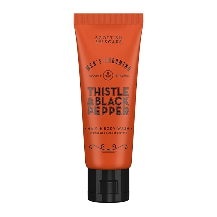 gorgeous Scottish Fine Soaps Thistle & Black Pepper Hair & Body Wash 75ml Tube