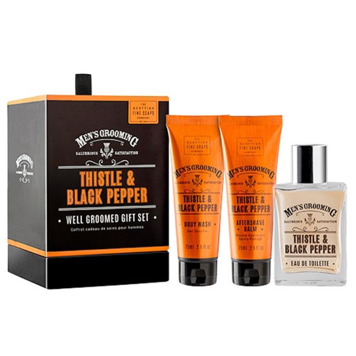 gorgeous Scottish Fine Soaps Thistle & Black Pepper Men's Well Groomed Gift Set