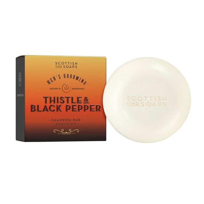 gorgeous Scottish Fine Soaps Thistle & Black Pepper Shampoo Bar 100g in Carton