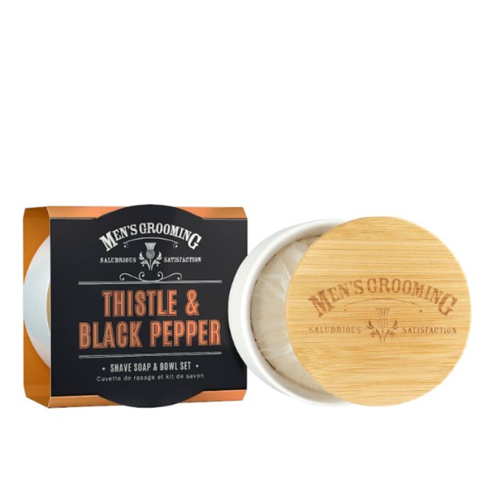gorgeous Scottish Fine Soaps Thistle & Black Pepper Shave Soap & Bowl Set