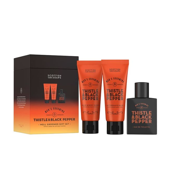 gorgeous Scottish Fine Soaps Thistle & Black Pepper Well Groomed Gift Set