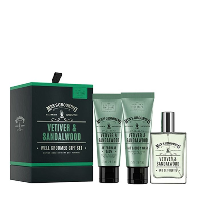 gorgeous Scottish Fine Soaps Vetiver & Sandalwood Well Groomed Gift Set