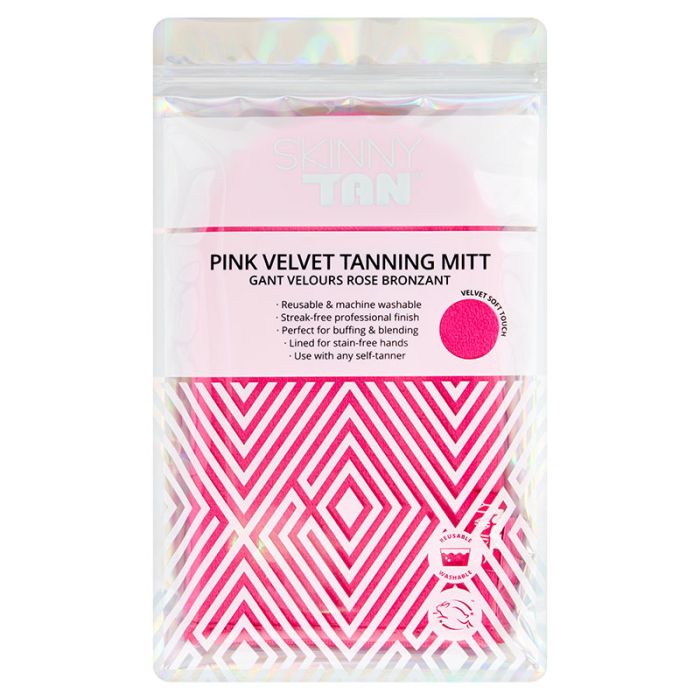 gorgeous Skinny Tan Holographic Pink Velvet Tanning Mitt