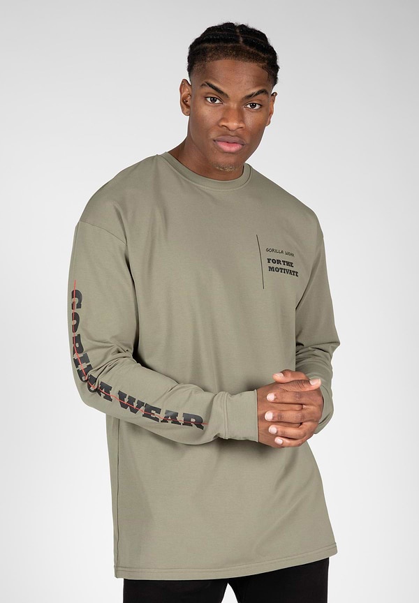 gorilla wear Boise Oversized Long Sleeve - Army Green