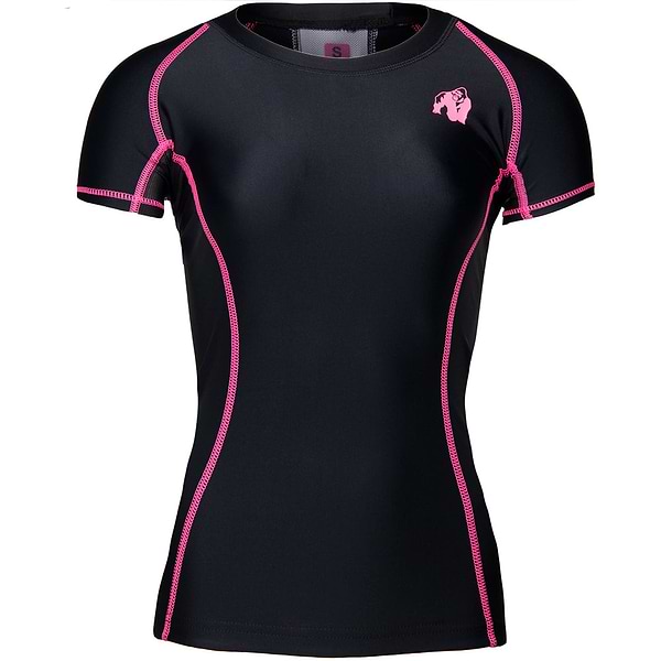 gorilla wear Carlin Compression Short Sleeve Top - Black/Pink