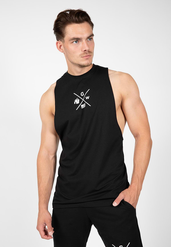 gorilla wear Cisco Drop Armhole Tank Top - Black/White