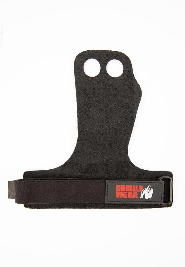 Gorilla Wear 2-Hole Leather Lifting Grips - Black