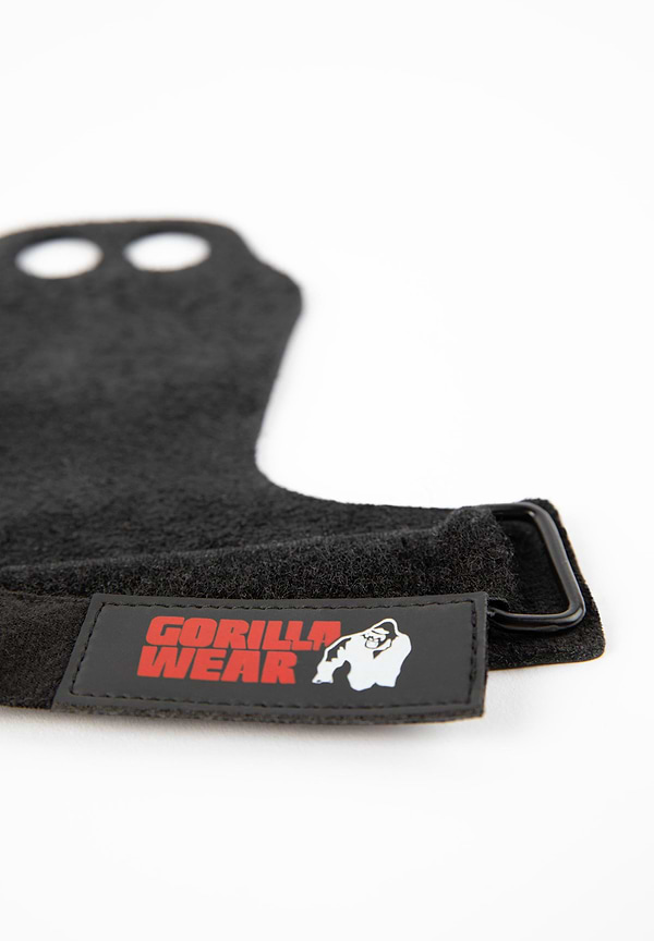 Gorilla Wear 2-Hole Leather Lifting Grips - Black