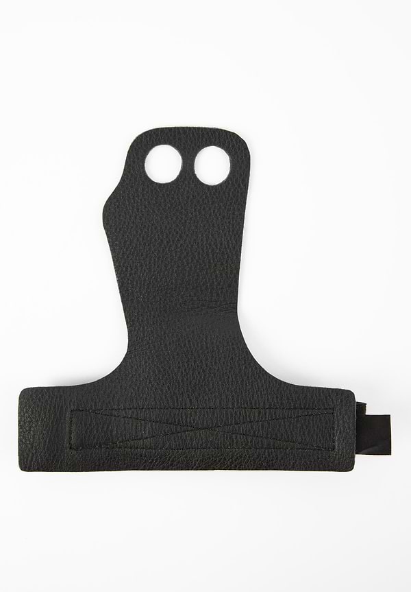 Gorilla Wear 2-Hole Leather Lifting Grips - Black