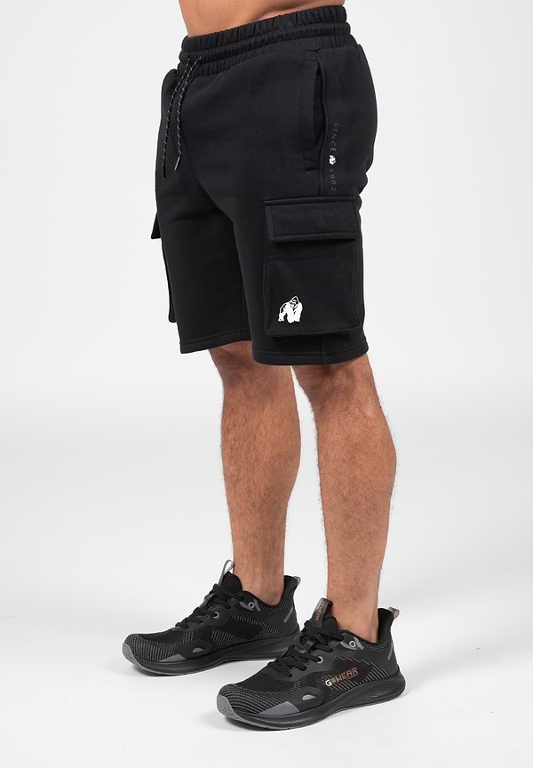 gorilla wear Hudson Cargo Sweat Shorts-Black