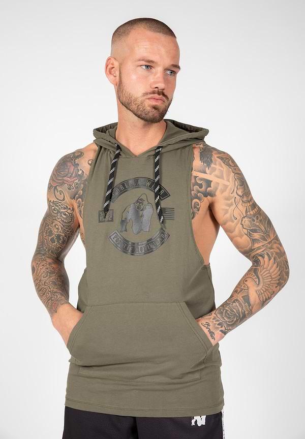 gorilla wear Lawrence Hooded Tank Top - Army Green
