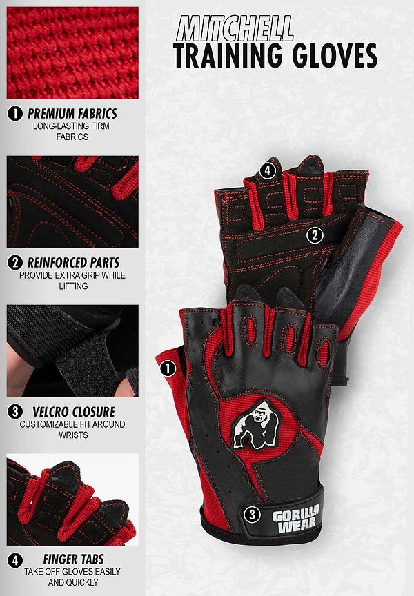 Gorilla Wear Mitchell Training Gloves - Black/Red