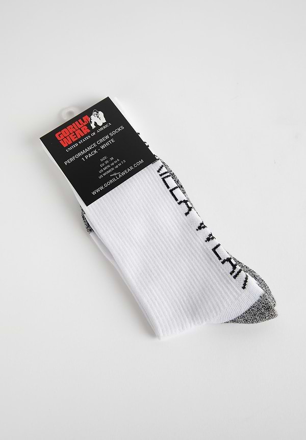 Gorilla Wear Performance Crew Socks - White