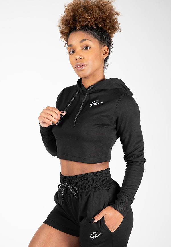 gorilla wear Pixley Crop Top Hoodie - Black