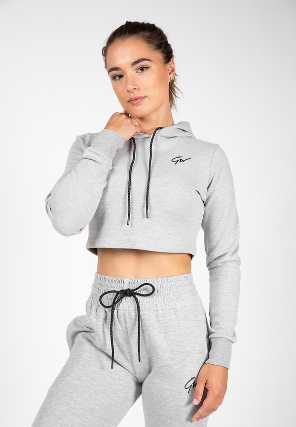 gorilla wear Pixley Crop Top Hoodie - Gray