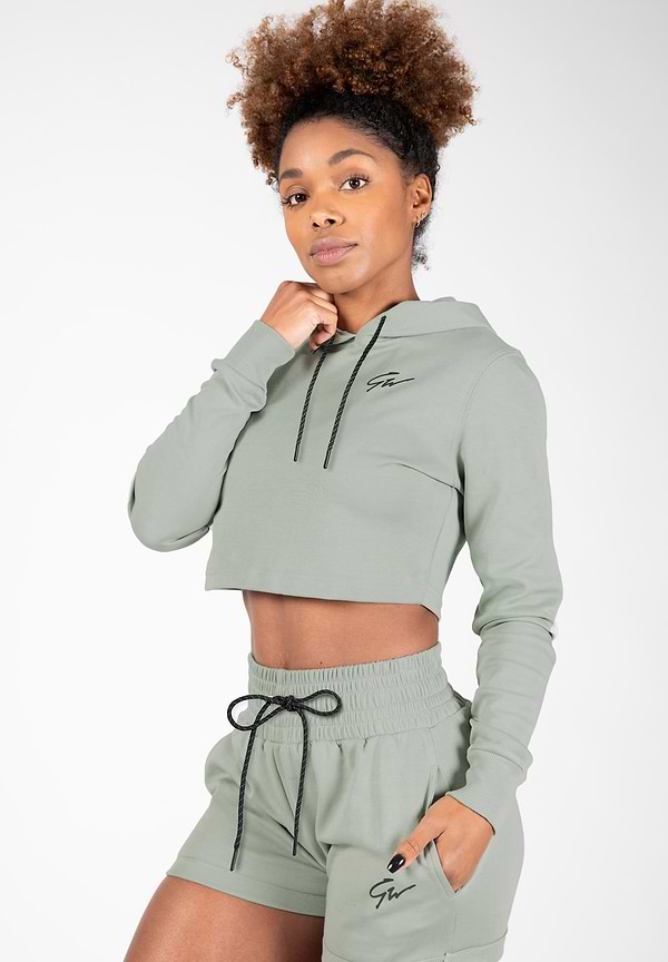 gorilla wear Pixley Crop Top Hoodie - Light Green