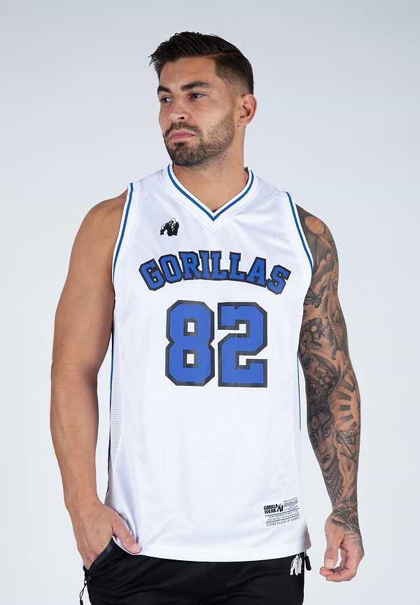 gorilla wear San Mateo Jersey Tank Top - White/Blue