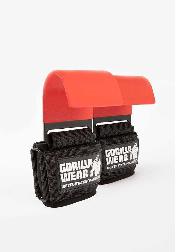 Gorilla Wear Weight Lifting Hooks - Black/Red