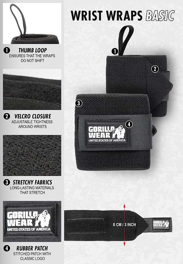 Gorilla Wear Wrist Wraps Basic - Black/Gray
