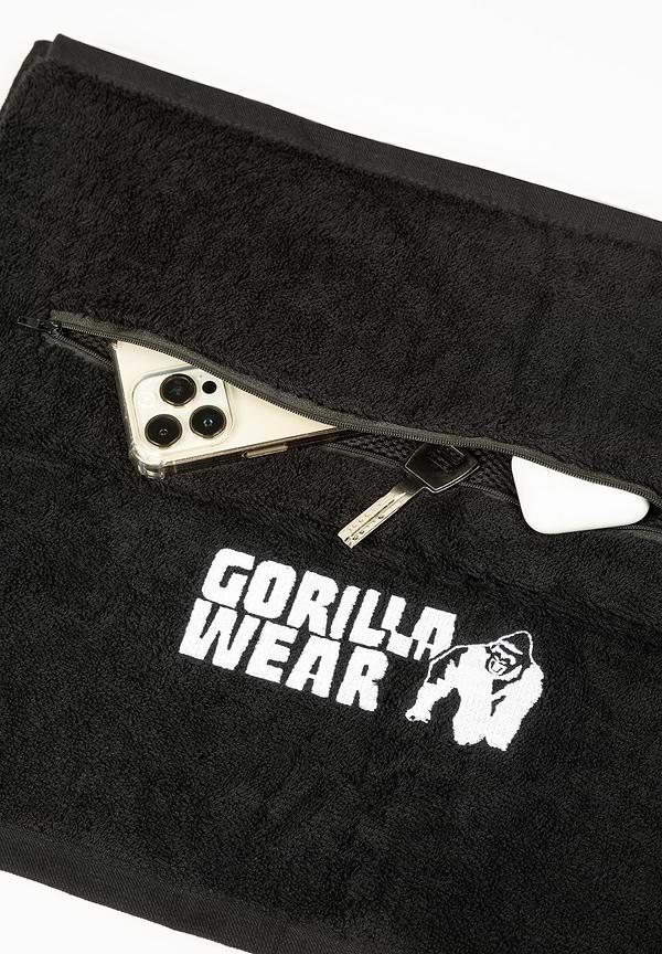 Gorilla Wear Zip Pccket Gym Towel - Black