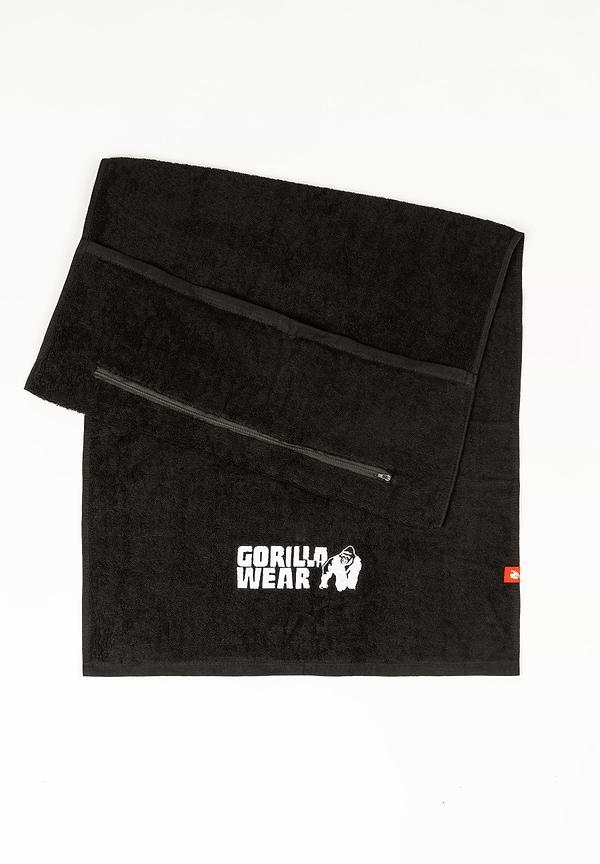 gorilla wear Zip Pccket Gym Towel - Black