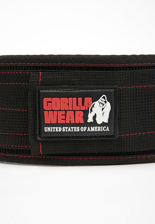 Gorilla Wear GW 4 Inch Nylon Lifting Belt - Black/Red Stitched
