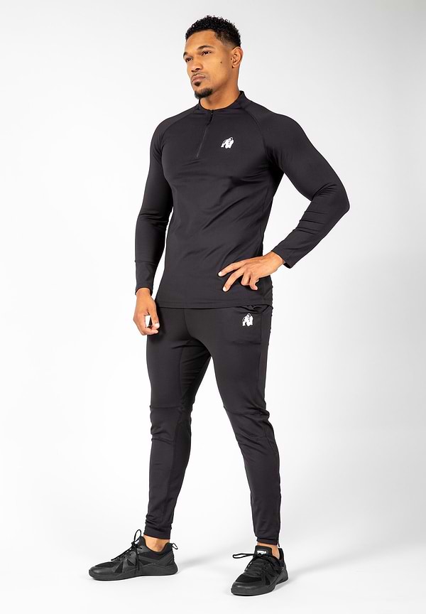 Gorilla Wear Hamilton Hybrid Long Sleeve - Black - Slim Fit