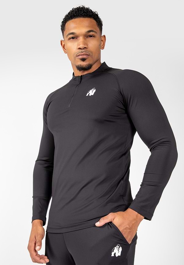 Gorilla Wear Hamilton Hybrid Long Sleeve - Black - Slim Fit