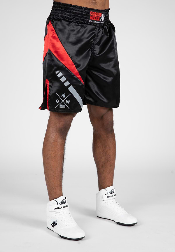 Gorilla Wear Hornell Boxing Shorts - Black/Red - Unisex
