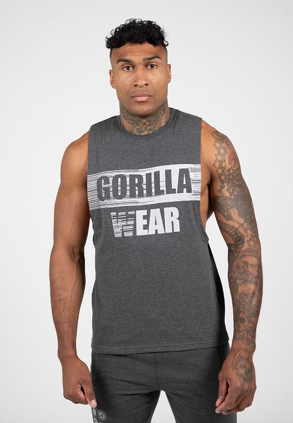 gorilla wear Lopez Drop Armhole Tank Top -Dark Grey Melange