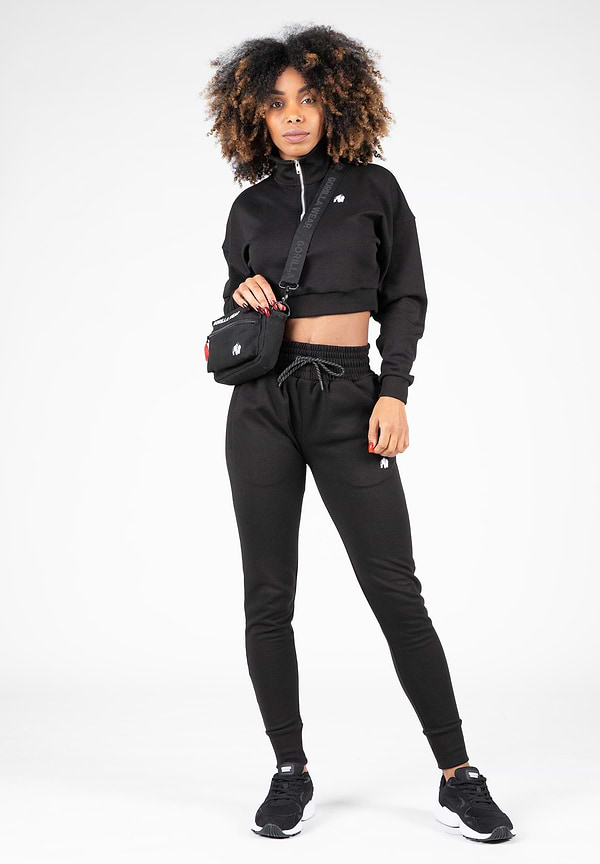 Gorilla Wear Ocala Cropped Half-Zip Sweatshirt - Black