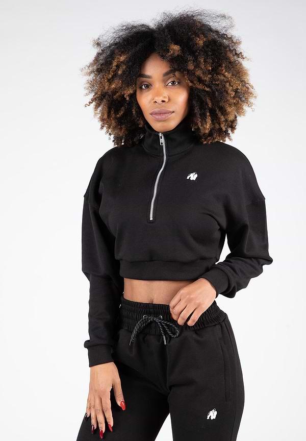 gorilla wear Ocala Cropped Half-Zip Sweatshirt - Black