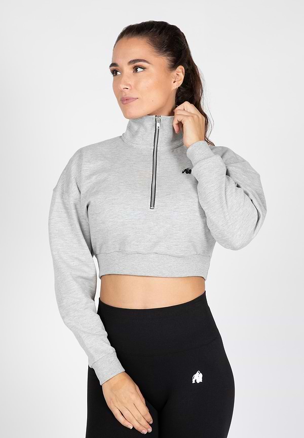 gorilla wear Ocala Cropped Half-Zip Sweatshirt - Gray