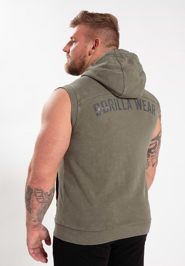 Gorilla Wear Silverdale Sleeveless Hoodie- Army Green