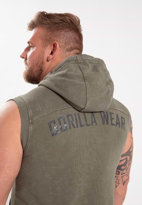 Gorilla Wear Silverdale Sleeveless Hoodie- Army Green