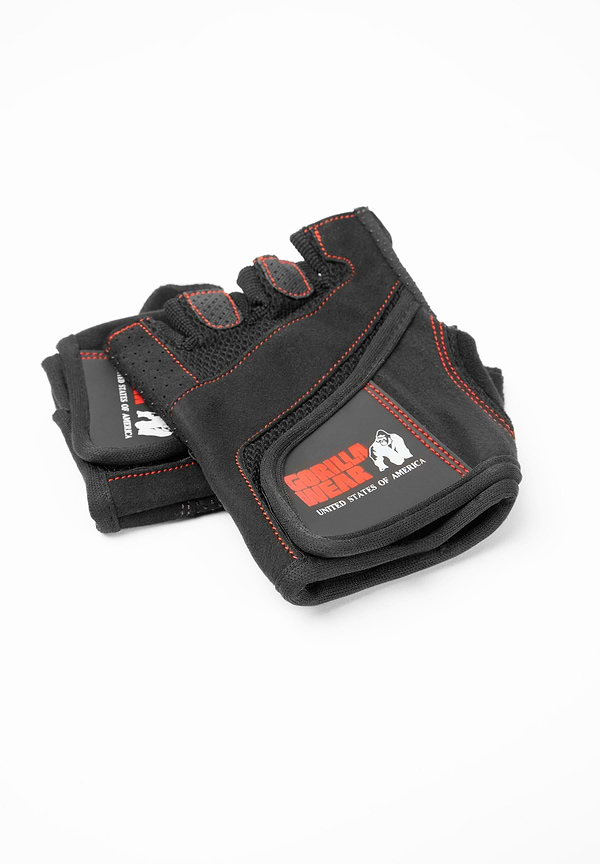 Gorilla Wear Women's Fitness Gloves - Black/Red Stitched