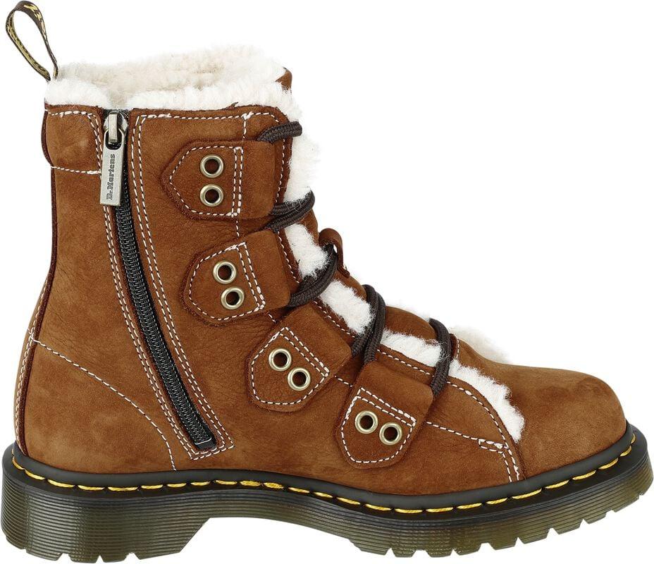 Gothicana By Emp "1460 LTT FL - Tan E.H Suede & Tan Buttersoft Wp & Natural Fine Borg" Boot Brown By Dr. Martens