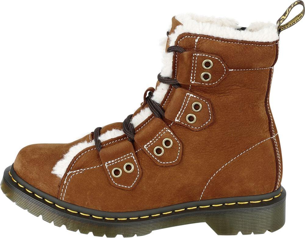 Gothicana By Emp "1460 LTT FL - Tan E.H Suede & Tan Buttersoft Wp & Natural Fine Borg" Boot Brown By Dr. Martens