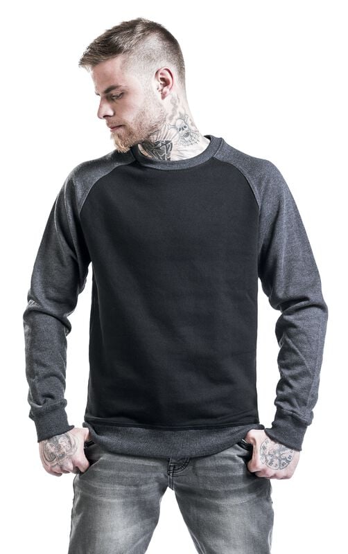 Gothicana By Emp "2-Tone Raglan Crewneck" Sweatshirt Black-charcoal By Urban Classics