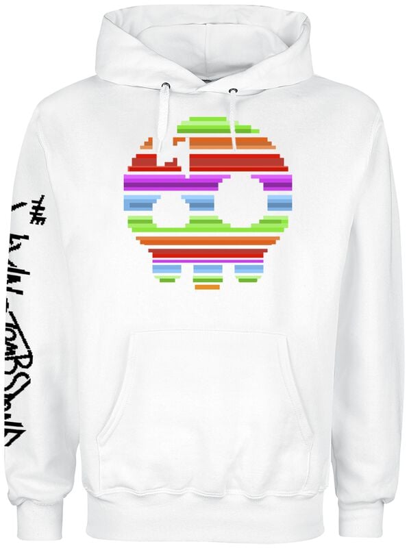 gothicana by emp "8 Bit Rainbow Skull" Hoodie white by The Living Tombstone