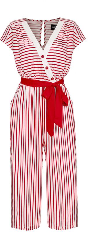 gothicana by emp "Ahoy Jumpsuit" Jumpsuit red-white by Hell Bunny