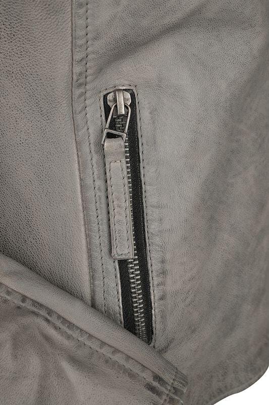 Gothicana By Emp "All Over The Road" Leather Jacket Grey By Black Premium By EMP