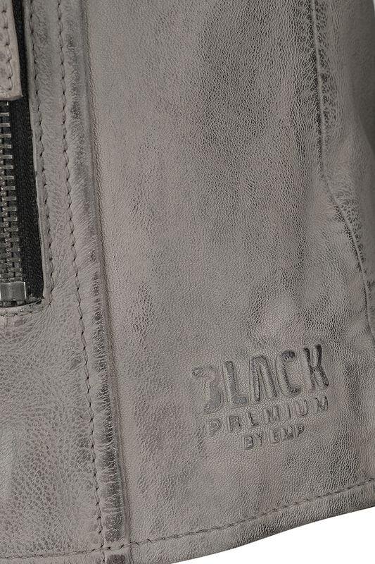 Gothicana By Emp "All Over The Road" Leather Jacket Grey By Black Premium By EMP