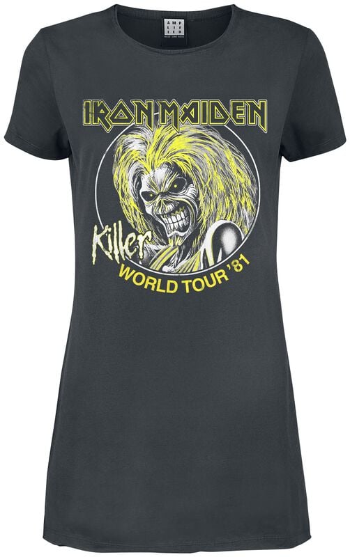 gothicana by emp "Amplified Collection - Killer World Tour 81'" Mini Dress charcoal by Iron Maiden
