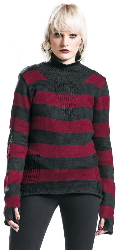 Gothicana By Emp "Annabella Top" Knit Jumper Red-black By Vixxsin