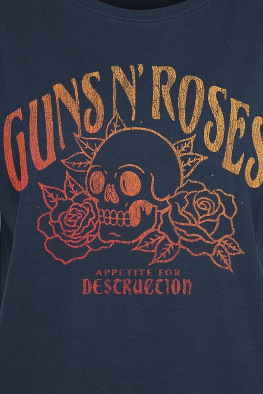 Gothicana By Emp "Appetite For Destruction Skull" T-Shirt Navy By Guns N' Roses